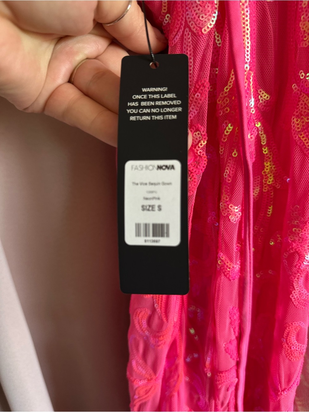 Fashion Nova Hot Pink Sequin Dress with Spaghetti Straps - Picture 3 of 6
